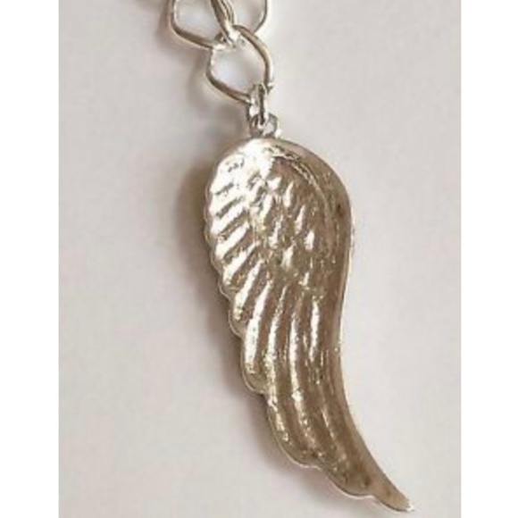 Silver Crystal Angel Wing Necklace 16-19" Angels Plated - Picture 7 of 8
